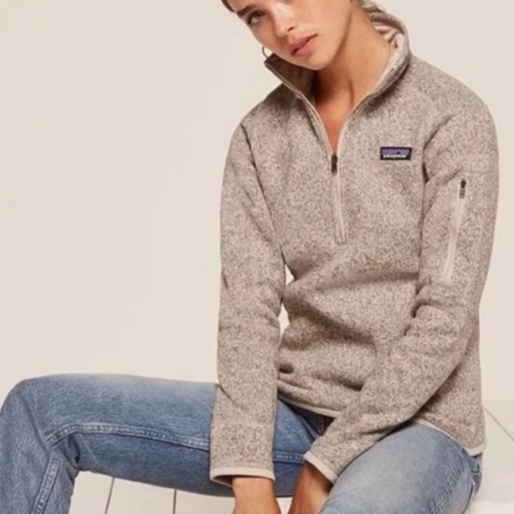 Patagonia W's Better Sweater 1/4 Zip Fleece Pelican/ Oatmeal S
